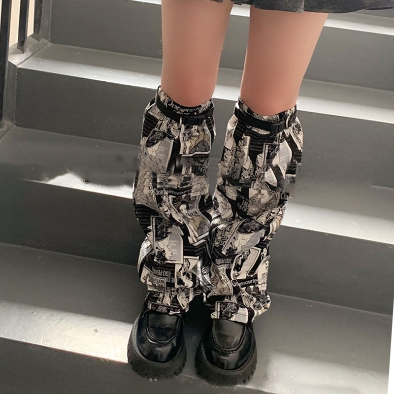 Xiangbao Giày Bốt Cao Đến Đầu Gối In Họa Tiết Anime Tokyo Geisha Phong Cách Punk Gothic Nhật Bản Harajuku Ấm Áp Cho Nữ