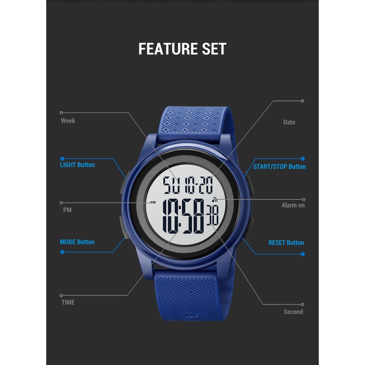 Đồng Hồ Điện Tử Thể Thao SKMEI Chống Thấm Nước 5 Thanh Đèn LED 1895