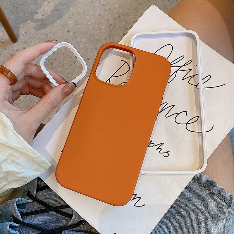 Ốp Điện Thoại Silicone Mềm Màu Trơn Chống Sốc 3 Trong 1 Sang Trọng Cho iPhone11 12 13 Pro Max XR X XS