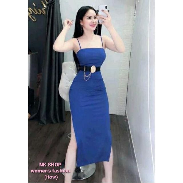 Đầm body 2 dây thiết kế xẻ