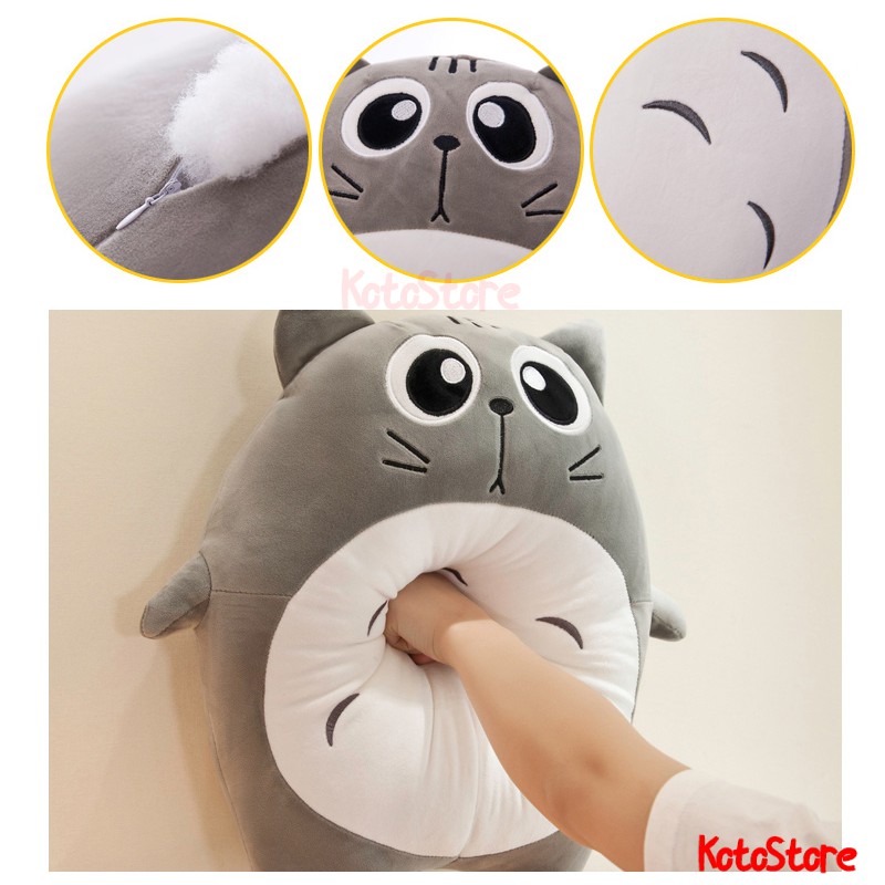 Gấu Bông Totoro Bụng Tròn Dễ Thương - Thú Nhồi Bông Totoro Nhiều Biểu Cảm, Chất Liệu Bông 3D Đàn Hồi - Size 40cm