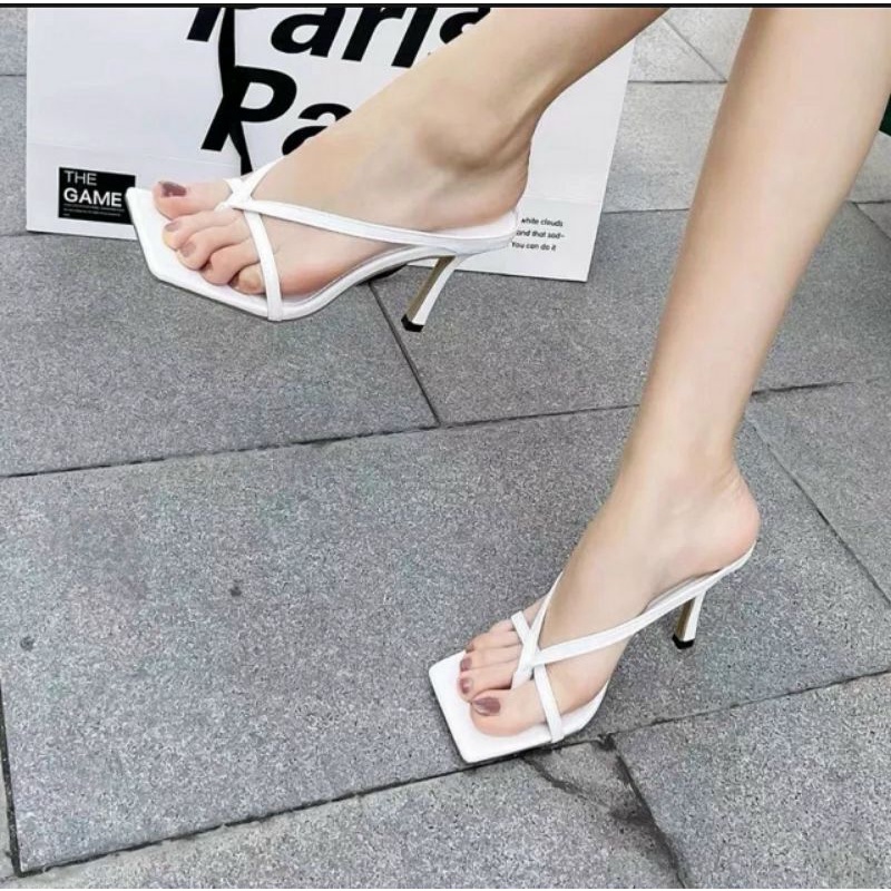 Giày Cao Gót Kẹp Ngón 5 Phân Mũi Vuông Gót Nhọn