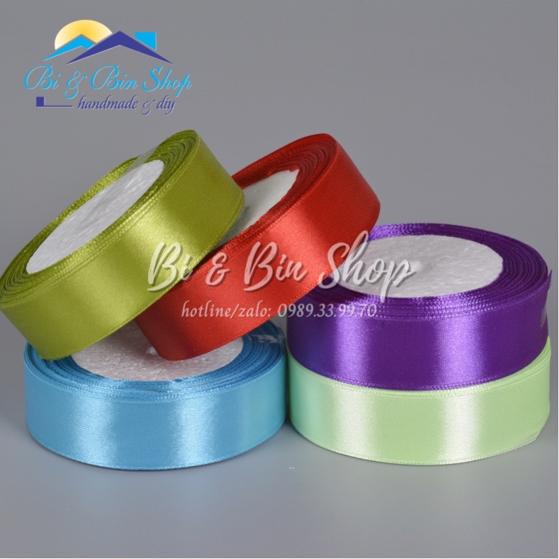 Cuộn Ruy Băng Lụa 25mm (Ribon Satin) Dùng Làm Bó Hoa Cưới, Trang Trí Tiệc