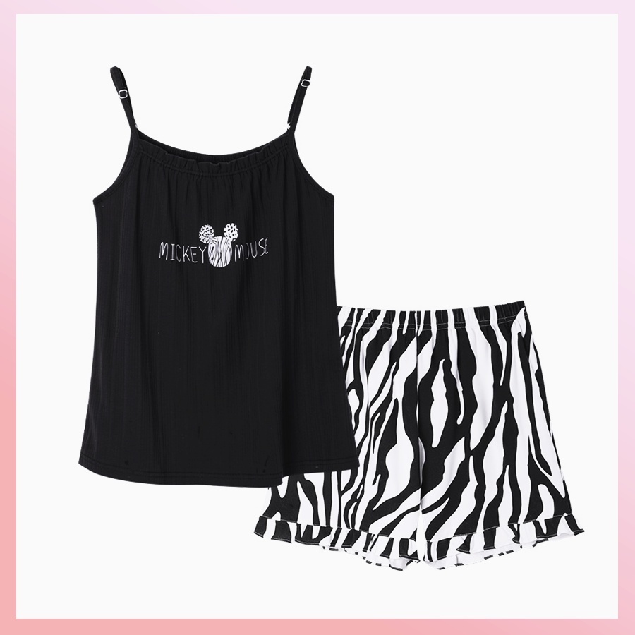 Đồ ngủ nữ 2 dây mặc nhà dễ thương cao cấp chất gân tăm mềm mịn cho mùa hè 2D03