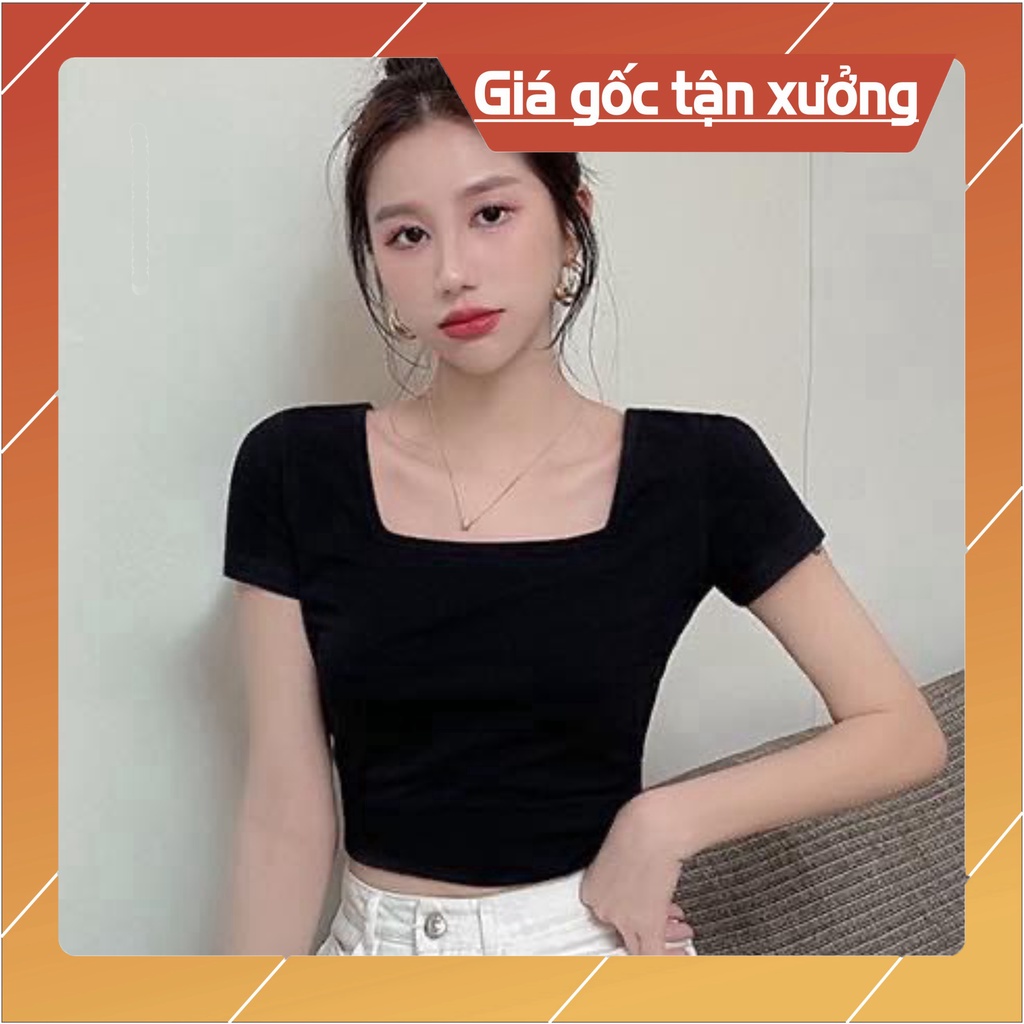 Áo croptop nữ cổ vuông chất thun lạnh kiểu bó ôm body .