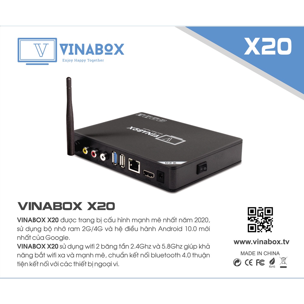 BOX TV VINABOX X20 - RAM 2GB, MẪU VINABOX MỚI NHẤT NĂM 2020 ANDROID 10 SIÊU MƯỢT, HÁT KARAOKE, YOUTUBE, KÊNH TRUYỀN HÌNH