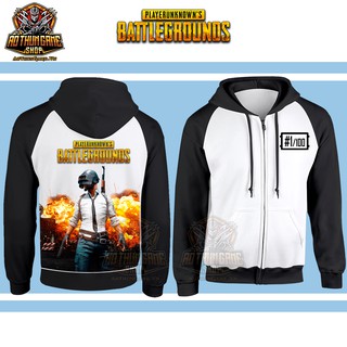 Áo khoác PUBG, Áo PUBG nỉ (Áo Trắng, tay đen, có mũ)