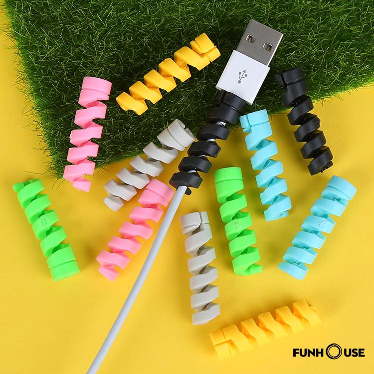 Set 4 đồ quấn dây cáp dữ liệu / dây điện hình xoắn ốc bằng silicon linh hoạt tiện dụng