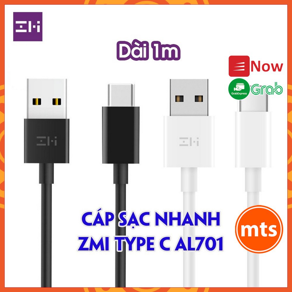 Cáp sạc ZMI USB Type-C AL701 (100cm) 2 màu đen trắng hỗ trợ sạch nhanh - Minh Tín Shop