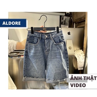 Quần short jean nữ sooc đùi bò rách gối ống rộng MST4