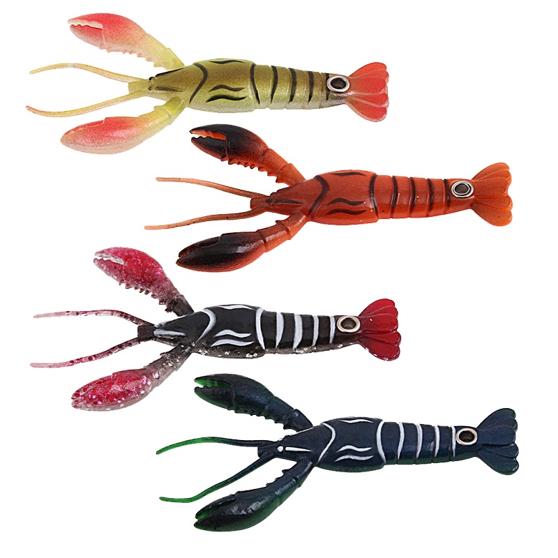 4 Mồi Tôm Giả Câu Cá Bằng Silicone Cao Su Mềm 5.5g-8.3cm