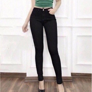 quần jean nữ trơn co giãn lưng cao