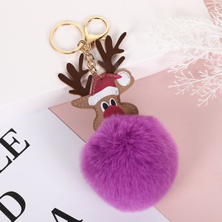 Móc Khóa Cục Bông Hình Tuần Lộc  Noel - Móc Chìa Khóa Dễ Thương Tặng Bạn Gái Mùa Giáng Sinh
