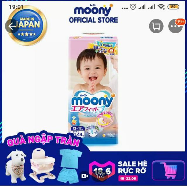 Tả moony size XL 44 miếng