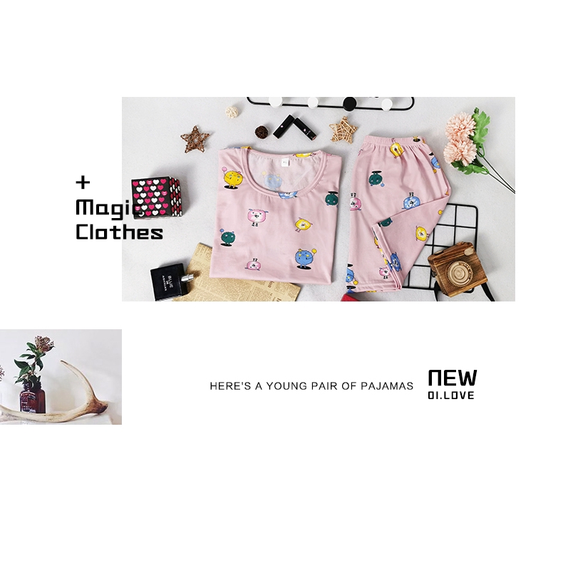 xiaohan korea summer short sleeve sleepwear sleeping wear female print loose Large size round neck nightwear sets women terno pajama | BigBuy360 - bigbuy360.vn