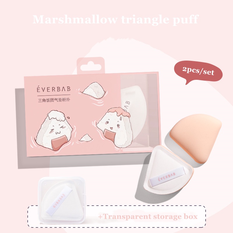 Set 2 Bông Mút Trang Điểm Ướt Và Khô Hình Tam Giác Thương Hiệu Everbab