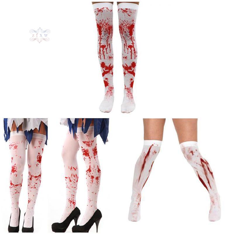 Vớ Dài In Hình Vết Máu Giả Hóa Trang Halloween Cho Nữ