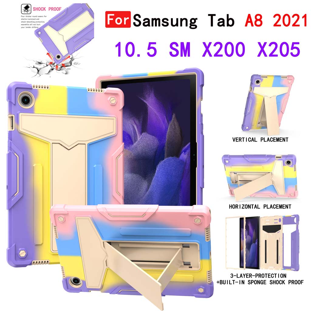 Ốp Máy Tính Bảng Bằng PC+Silicone Chống Rơi Chống Sốc Có Giá Đỡ Cho Samsung Tab A8 10.5 2021 X200 X205