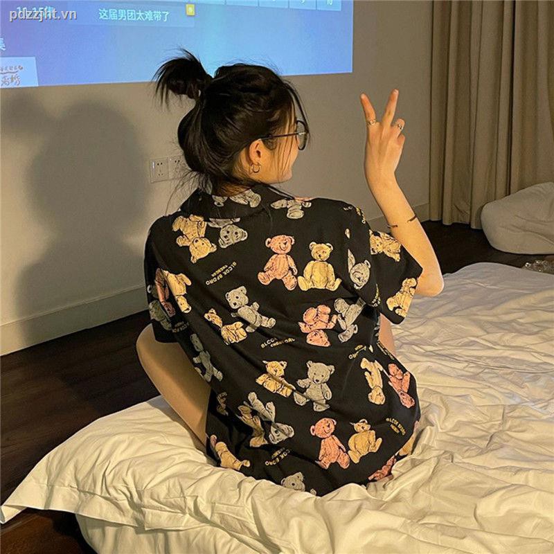Bộ Đồ Ngủ Ngắn Tay In Hình Gấu Phong Cách Nhật Bản Thời Trang Mùa Hè 2021 Dành Cho Nữ | BigBuy360 - bigbuy360.vn