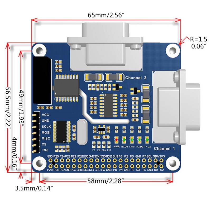 Mũ Mở Rộng 2 Kênh Kèm Bảng Mạch Bảo Vệ RS232