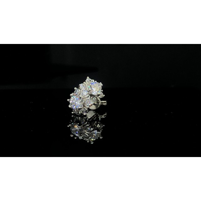 Bông tai Full Moissanite: Chủ4,5ly+Tấm2,0ly; Hàng nướcD trắng đẹp nhất; Viên chủ kiểm định; Chất liệu bạc925 mạ bạch kim