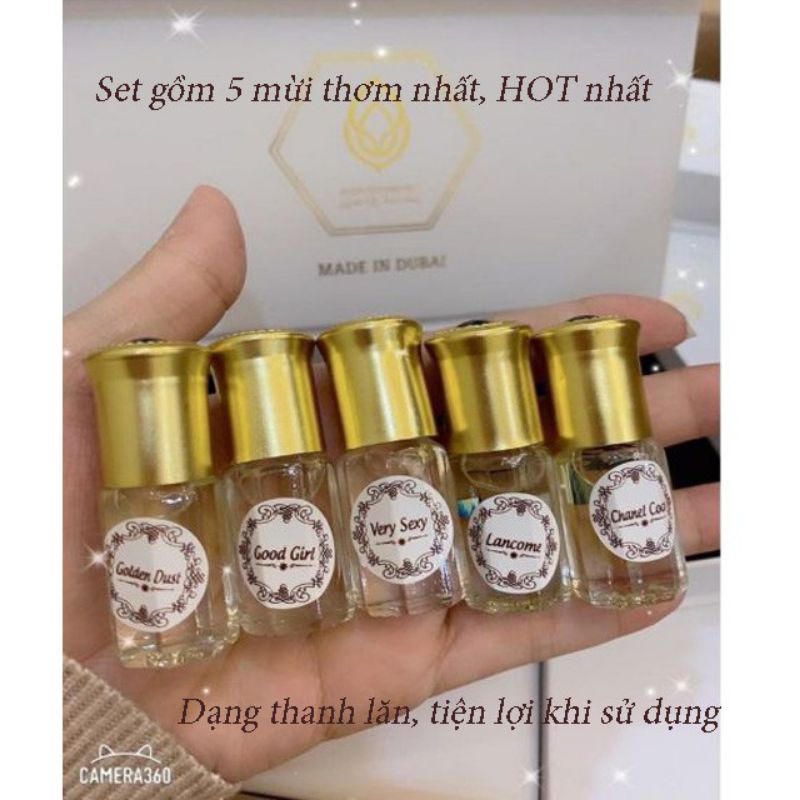 [mua 2 tặng 1]Set 5 chai tinh dầu nước hoa Dubai - thơm nhất, HOT nhất,hàng chính hãng