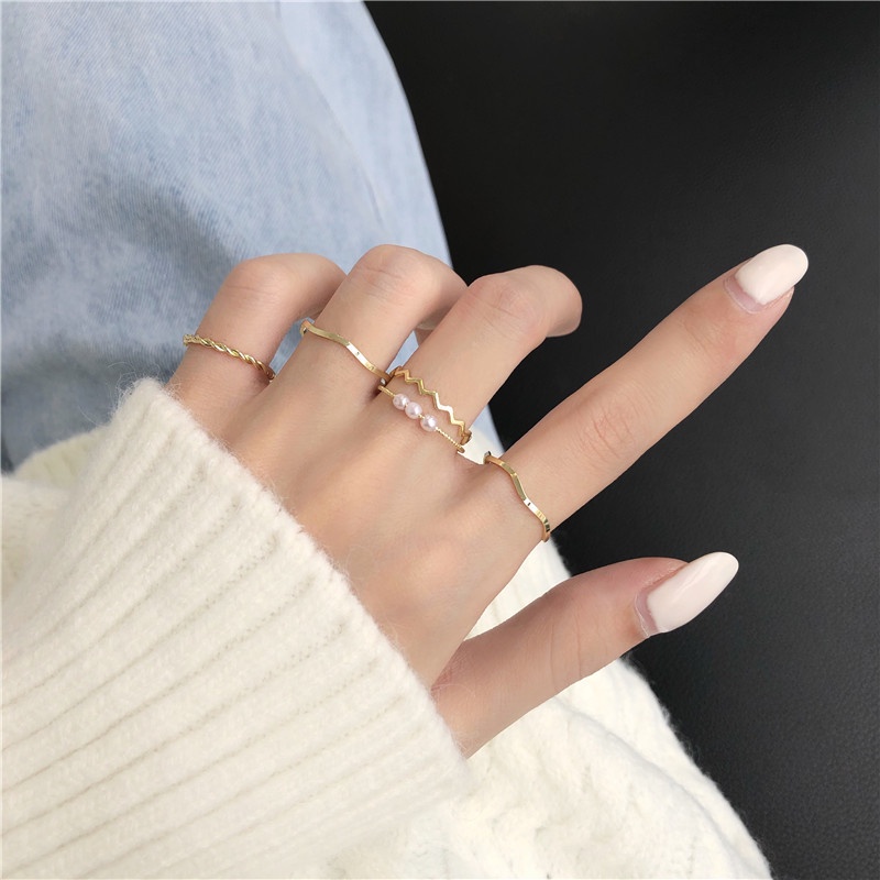 Set 5 nhẫn thời trang Hàn Quốc xinh xắn cho nữ