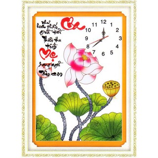 Tranh Thêu Chữ Thập Đồng Hồ Cha Như Hoa Phấn Giữa Trời Thiên Thu Tình 222898 (KHÁCH TỰ THÊU) KT:48X64CM