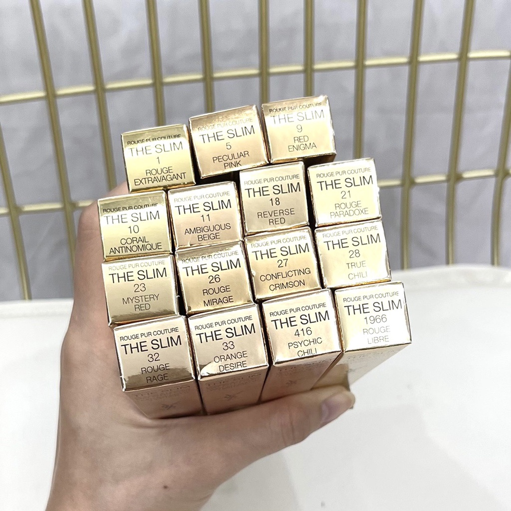 Son Môi Saint Laurent 2.2g Lâu Trôi Thiết Kế Vỏ Màu Vàng Đồng Thời Trang 1966
