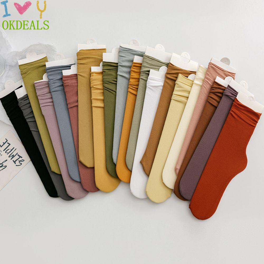 Vớ mỏng rộng màu trơn phong cách mùa hè thu mềm mại thoải mái cho nữ