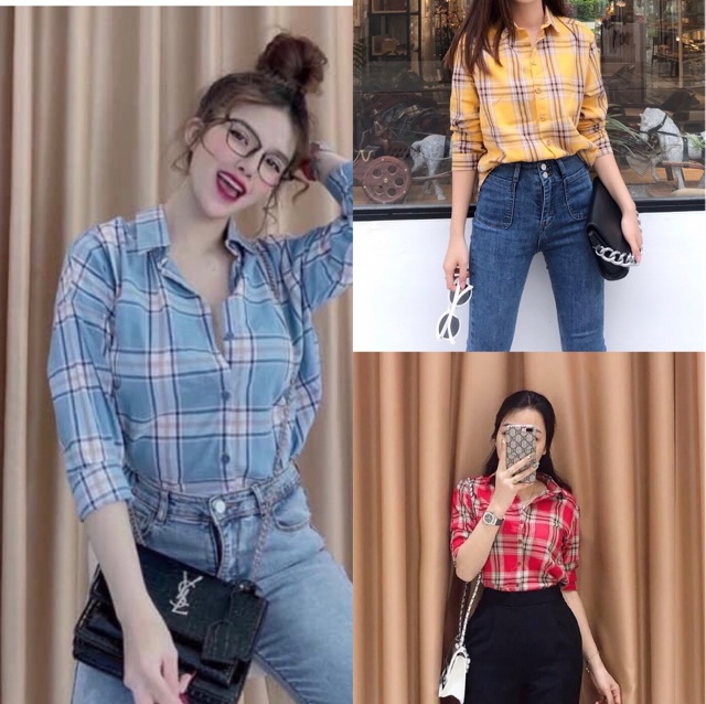 Áo sơ mi kẻ karo suông 20 mẫu hot nhất