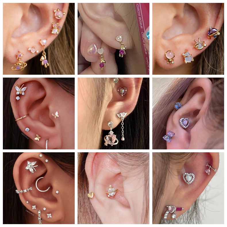 1 Bông Tai Hình Thỏ Phi Hành Gia / Bướm / Trái Tim Dễ Thương