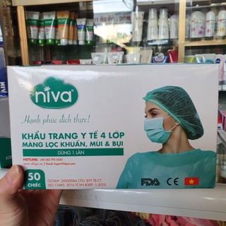 Khẩu trang y tế 4 lớp kháng khuẩn niva hộp 50 chiếc - ảnh sản phẩm 3