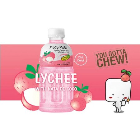 Nước uống Mogu Mogu vị trái cây với thạch dừa/thạch nha đam 320ml