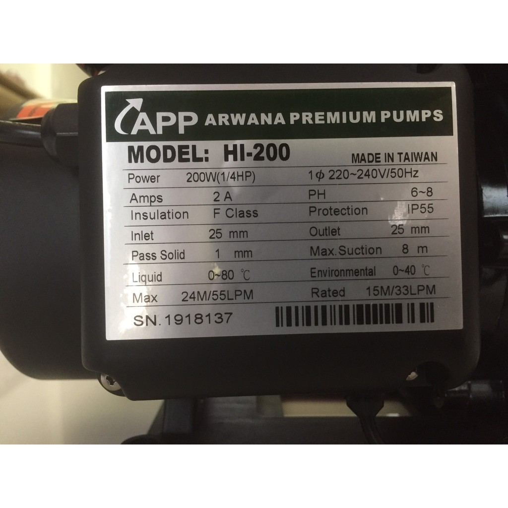 Bơm APP HI 200-Bơm tăng áp tự động tiết kiệm điện đến từ Taiwan