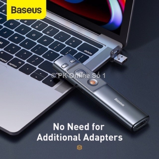 Bút Laser trình chiếu Baseus Orange Dot Wireless Presenter cho Laptop/ Macbook(100m. 2.4Ghz USB/Type-C Receiver...)