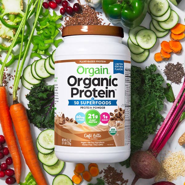 Bột Protein hữu cơ và siêu thực phẩm thực vật Orgain Organic Protein Cafe Latte 1.22 kg
