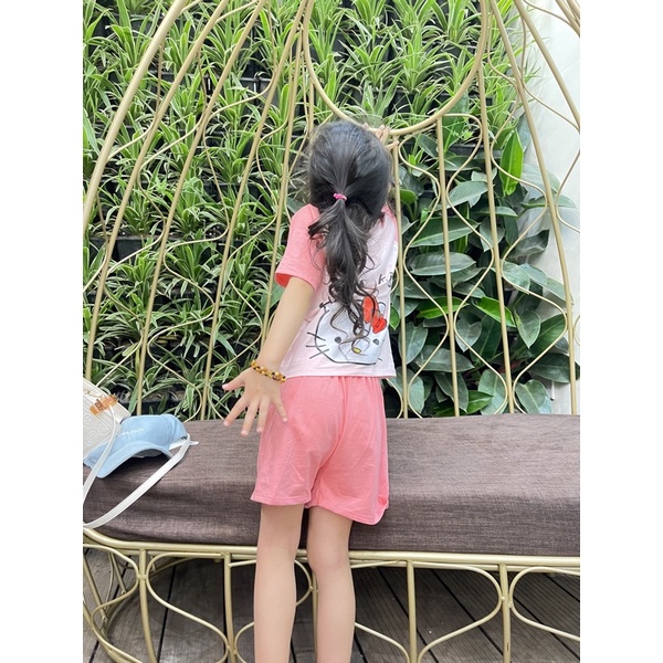 SET39 - Bộ bé gái, Bộ cotton cộc tay cho bé gái in hình, có 3 màu,  từ 20-35kg, Richkid123