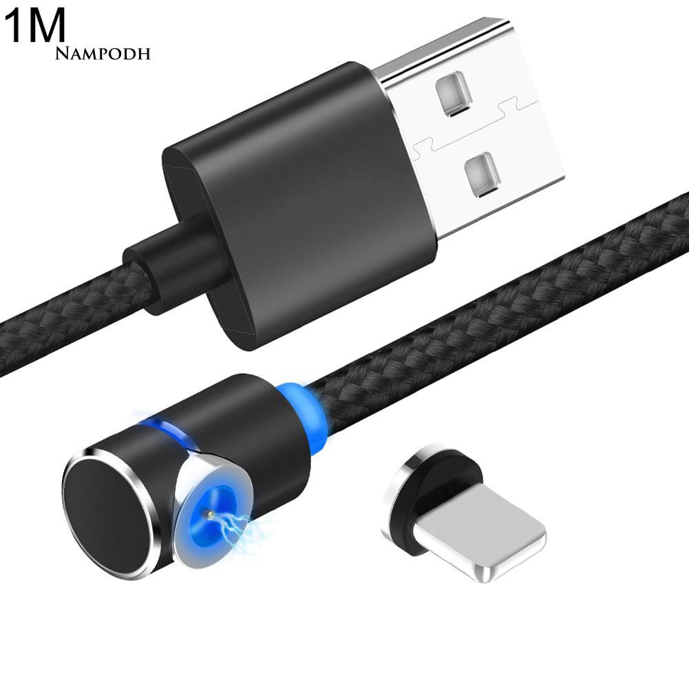 1m 2.1A L Shape Magnetic Head Fast Charge USB Cable for Type-C Micro iPhone