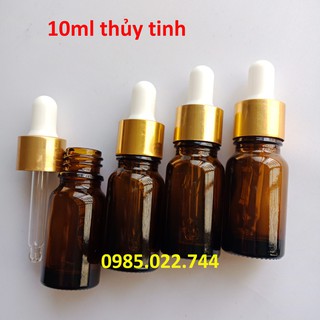 Combo 10 lọ chiết tinh dầu 10ml thủy tinh màu Nâu