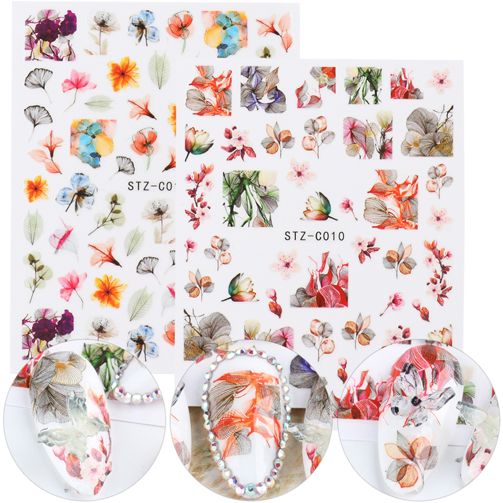 Miếng Dán Hình Trang Trí Móng Họa Tiết Hoa Lá 3d Xinh Xắn Cho Nữ