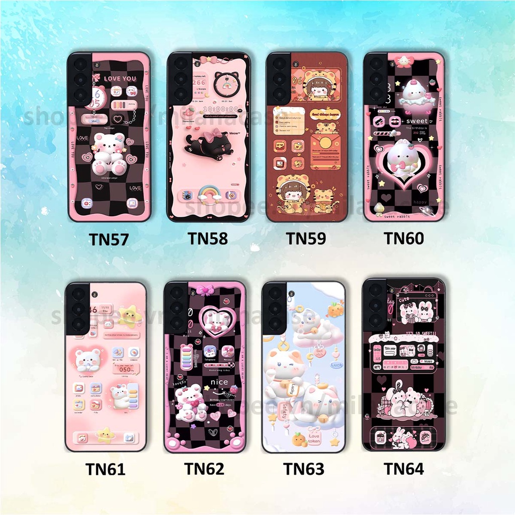 Ốp Samsung S21 / S21 FE / S21 Plus / S21+ hình đồng hồ icon gấu mèo cute cực dễ thương ngộ nghĩnh