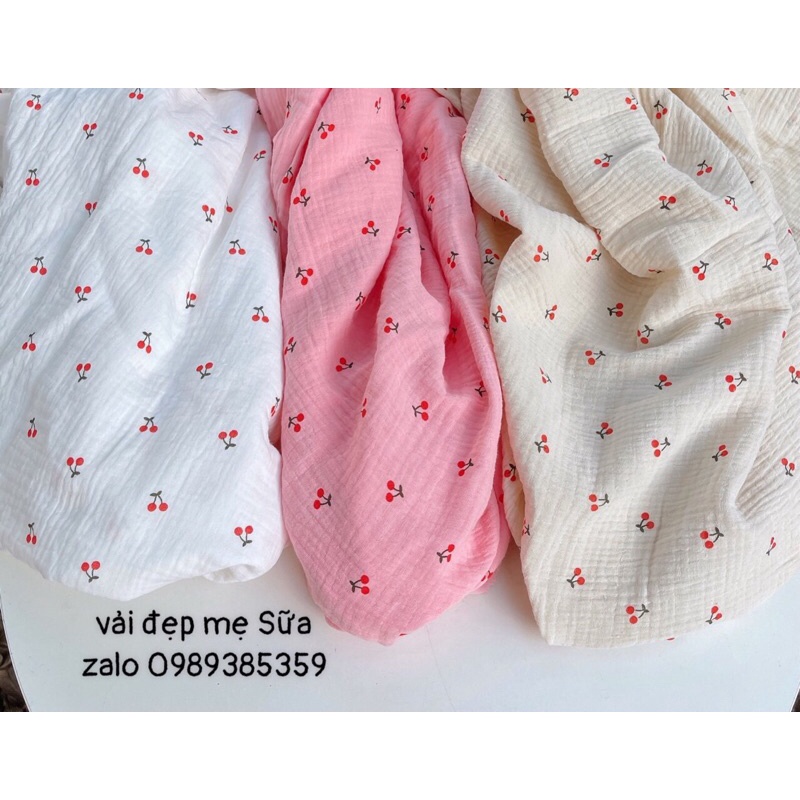 Vải xô muslin cao cấp cherry