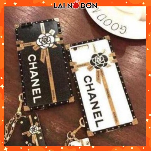 Ốp iPhone Họa Tiết CHANEL bóng vuông cạnh FULL Box kèm Dây treo cực Sang Chảnh