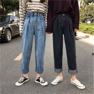 Quần jeans nữ ống rộng phong cách Hàn Quốc