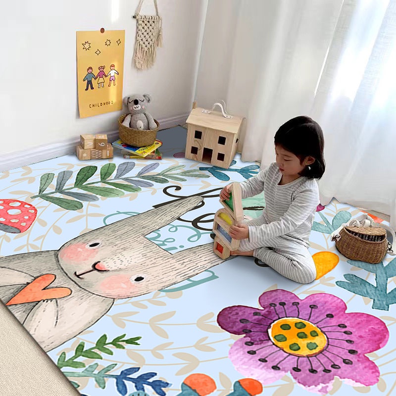Thảm Lót Sàn Họa Tiết Hoạt Hình Dễ Thương Trang Trí Phòng Khách / Phòng Ngủ Cho Bé Gái