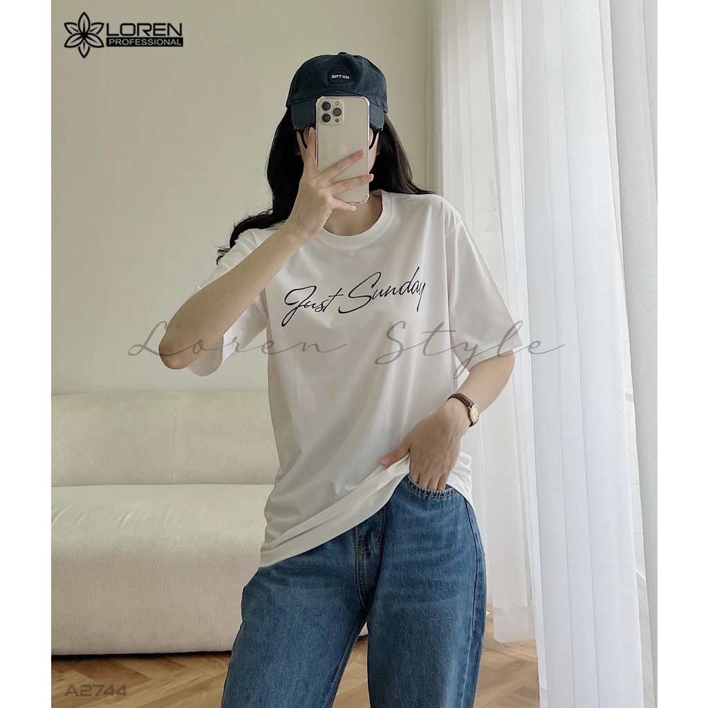 Áo thun nữ LOREN chữ Gust sunday trắng A2744