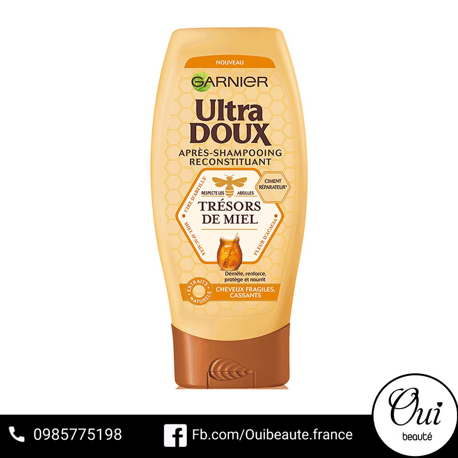 Dầu xả Garnier Ultra Doux phục hồi tóc không chứa silicon 250ml Ouibeaute | BigBuy360 - bigbuy360.vn