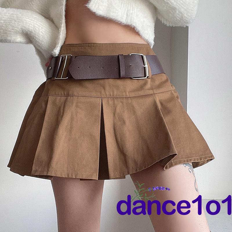 Chân váy chữ A lưng cao màu trơn phối thắt lưng thiết kế phong cách trẻ trung cho nữ