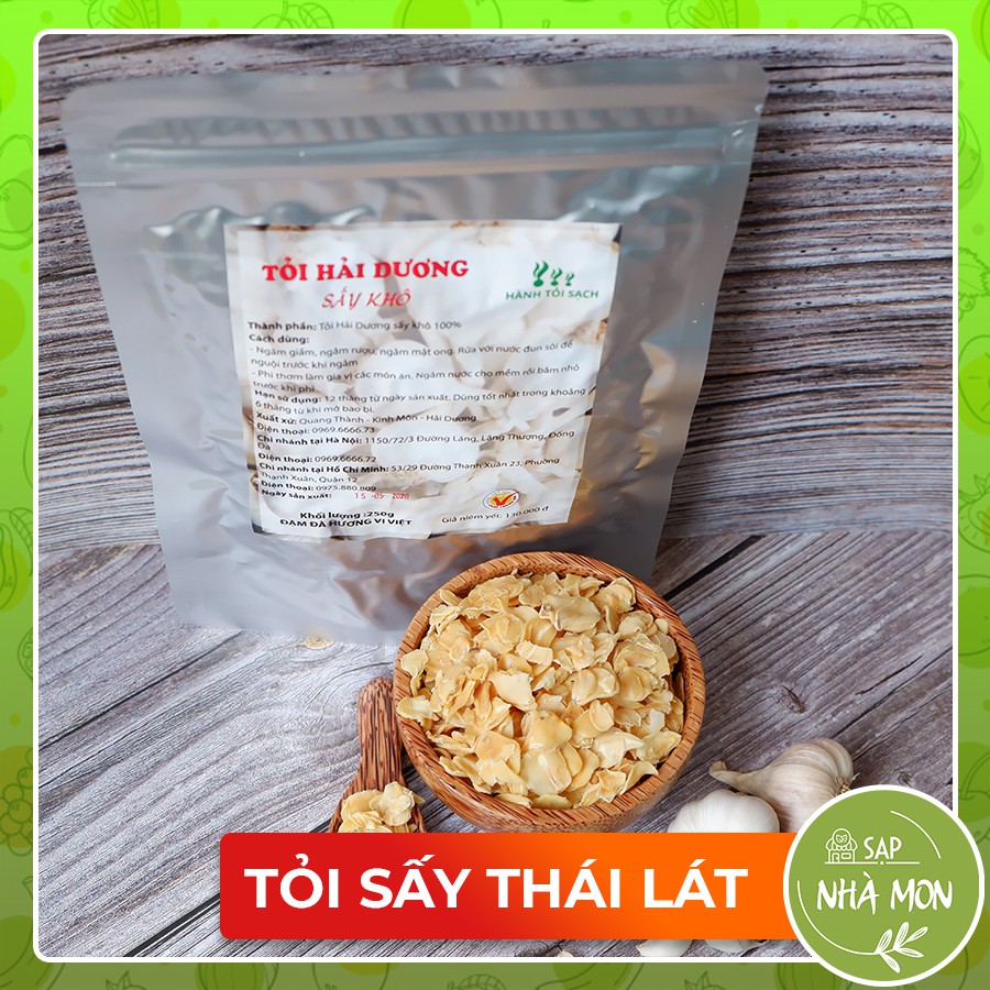 250g - Tỏi Sấy Khô - Tỏi Thái Lát Sấy Khô - Đặc Sản Hành Tỏi Kinh Môn Hải Dương - Tỏi Ta Khô Sấy